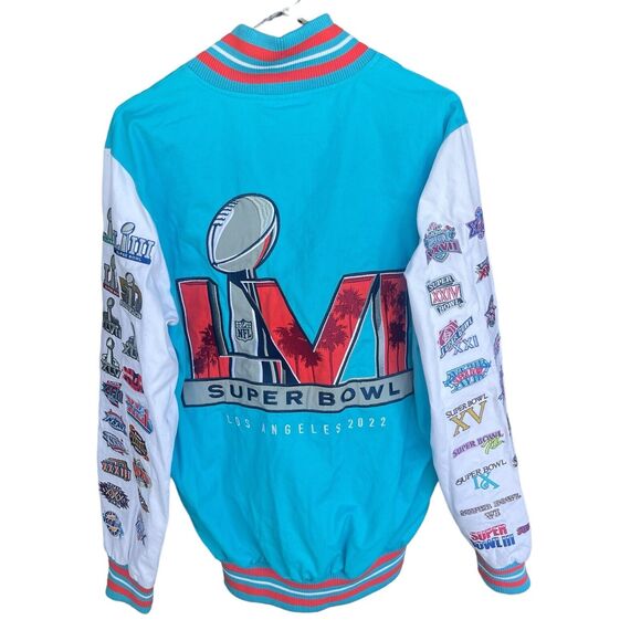NFL Superbowl Jacket Adult Small Embroidered Patches Football Snap Front Varsity - Picture 1 of 15
